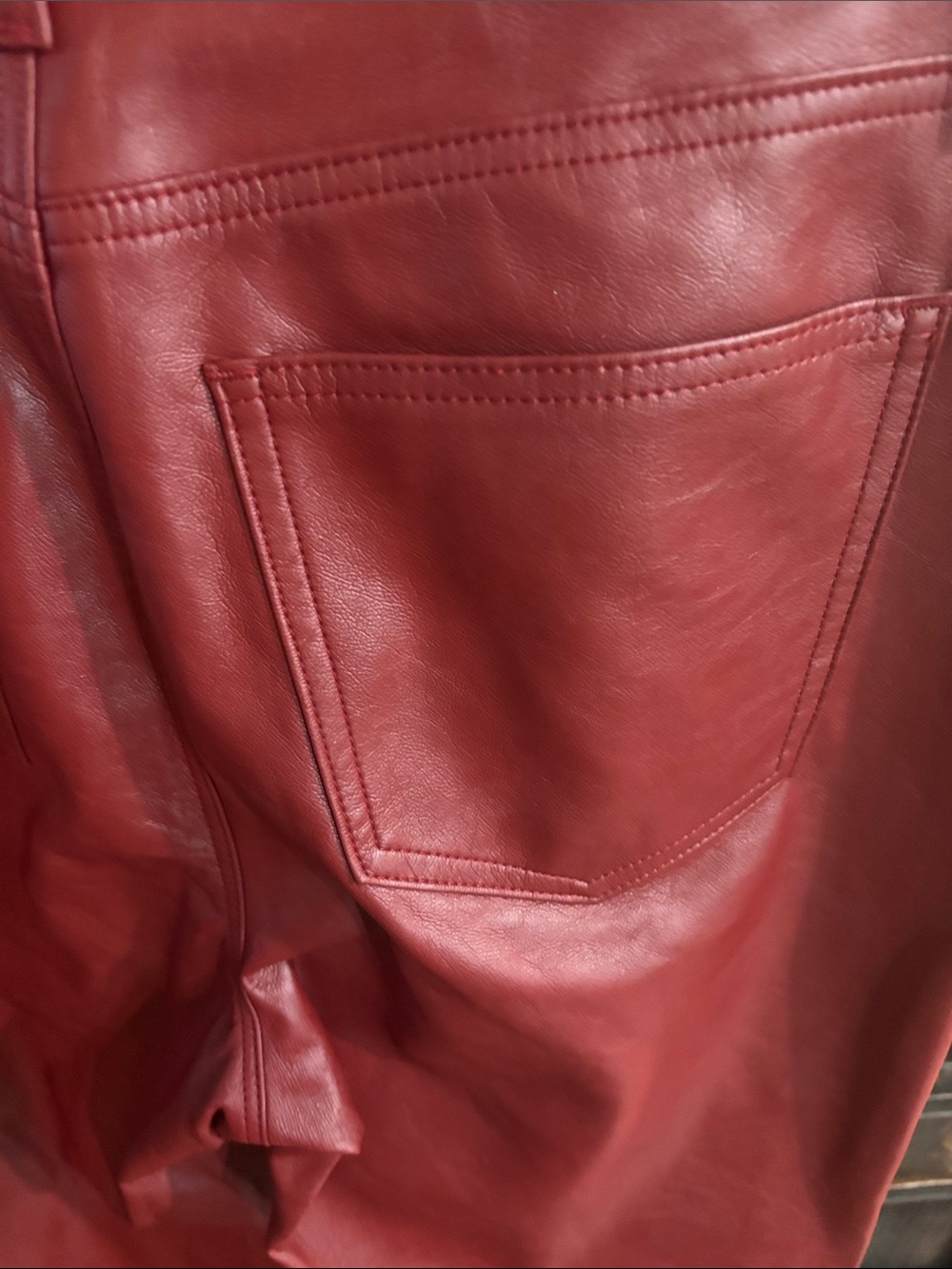 pistola Cassie faux crimson leather straight-leg pants size 28 - Picture 4 of 6